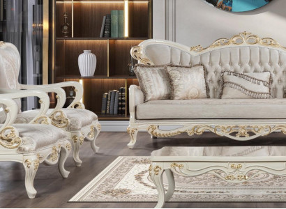 Sofa set 3+1+1 seats polyester sofas armchair luxury classic baroque set